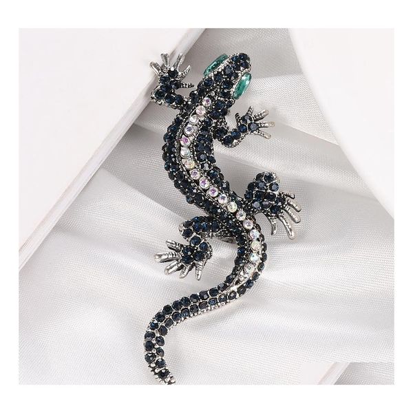 Pinos broches personalidade vintage cristal lagarto broche pino colorf geckos roupas de animais de origem decoração de jóias de jóias drro dhxpi