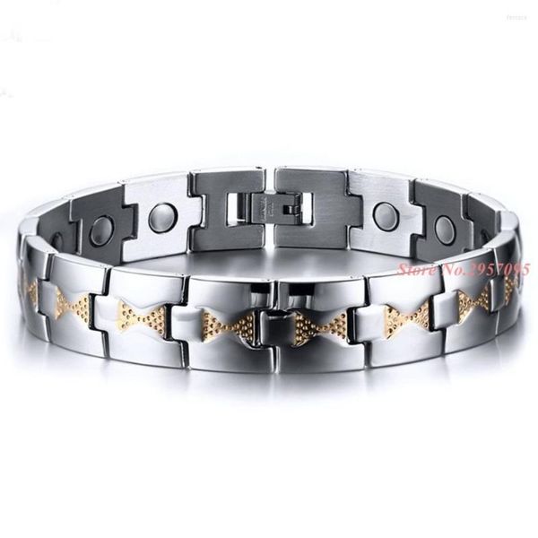 LINK BRACELETS MEN jóias Energia cor de prata Bulbange de pulseira de saúde de saúde aço inoxidável para mulheres