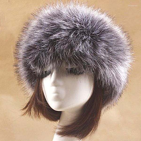 Berretti Cappello con fascia per capelli in pelliccia Donna Spessa calda finta russa Ushanka Ladies Skullies Berretti Cappelli invernali femminili per fascia