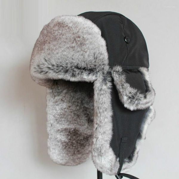 Berets B-8484 Bomber Hat Hate Rex Murs Trapper Hats Snow Ski Caps Russia Ushanka уш