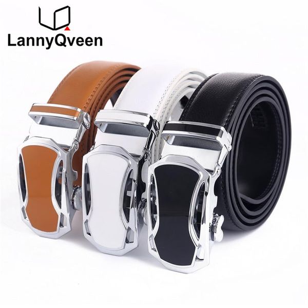 Cintos Lannyqveen cinto de moda preto marrom marrom marrom colorido masculino de fivela automática de couro por atacado para homens