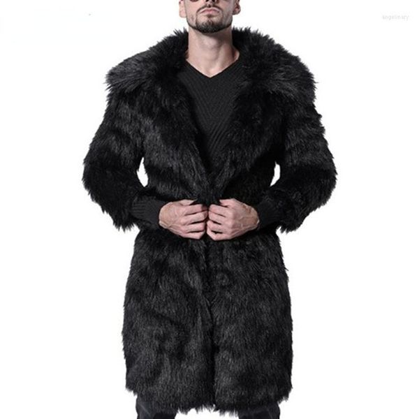 Giubbotti da uomo Moda Uomo Gentiluomo Imitazione Capelli Trench Abbigliamento 2023 Autunno Inverno Elegante Lusso Trendy Pelliccia sintetica Lungo Addensare Cappotto