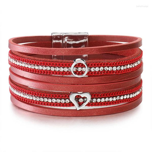 Braccialetti di fascino Zoshi Bracciale in pelle intrecciata per donne Femme Bling Crystal Crystal Ceramic Bangles Gioielli femminili