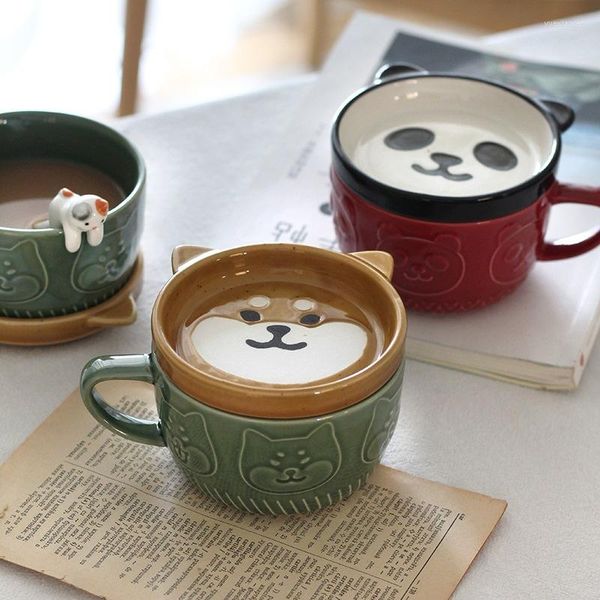Cups Saucers Cutelife niedliche Panda Keramik Kaffee Kaffee Tasse Dekoration Haus Küche wiederverwendbares Tee Frühstück Trinken Milchporzellan Set