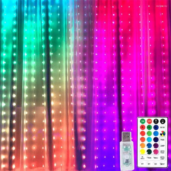 Dizeler Rüya Renk Pencere Perdesi Işık 100/300 LED açık arka plan peri çelenk Noel Düğün Partisi Dekor