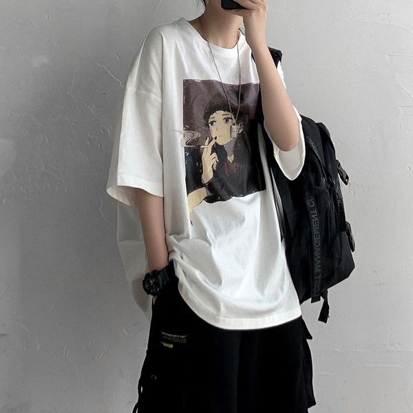 T-shirt da uomo 2023 Moda Anime Stampa Abbigliamento Coppia coreana T-shirt Kpop Abbigliamento uomo Ulzzang Camicia oversize stampata maniche corte Uomo