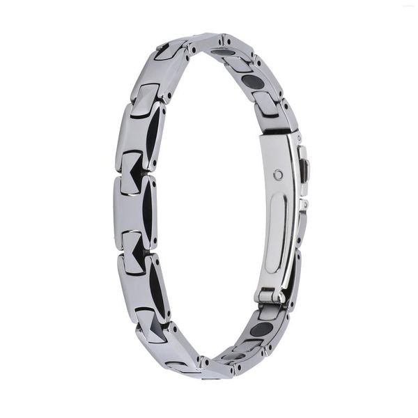 Pulseiras de link Oktrendy Silver Color Tungstênio Pulseira Mulheres Magnética Chave de Energia da Saúde para Cura de Artrite