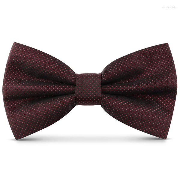Laço laços 2023 Moda Men's for Wedding Double Fabric Dark Red Dot Bowtie Banquet Anniversary Butterfly Tie With Gift Box