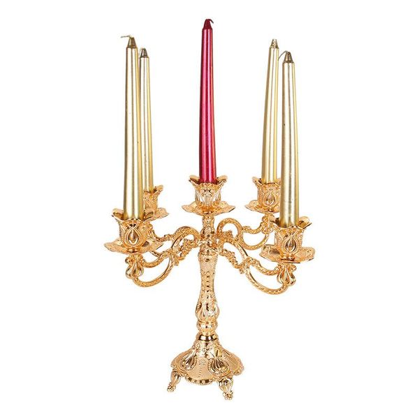 Decorazione per feste Candeliere oro/argento Ornamenti da tavola europei di lusso Puntelli per cena a lume di candela Portacandele da matrimonio in metallo
