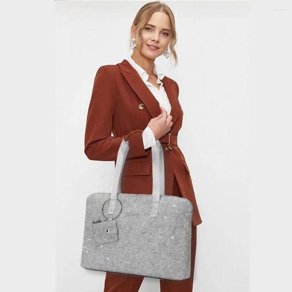 Pastas ser inteligente elegante bolsa de laptop para mulheres 4 em 1 feltro computador maleta bolsa conjunto caber 15,6 