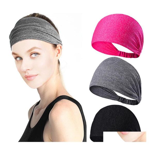 Fasce da donna Wide Sports Elastic Designer Assorbe il sudore No Slip Yoga Hairband Head Sciarpa per ragazze Gioielli di lusso femminili Drop Del Otnsk