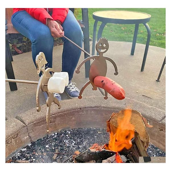 Grillwerkzeuge Zubehör Picknick-Shorts und Marshmallow-Edelstahl-Grillkaro-Spieße Lustiger Mann Frau Adt-Form Lagerfeuer Ke Dhtzf