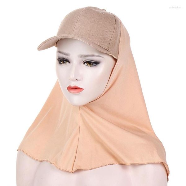 Roupas étnicas Moda feminina Baseball Caps com lenço de camisa Hijab Shawl Bandana Bandana Muslim Turban Bonnet Head Wrap Cap Hat Ready to Wear