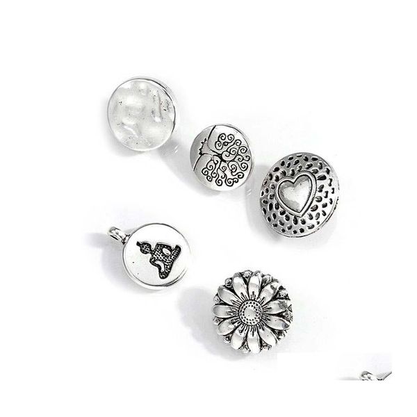 Charms Heart Love charme pendente aço de aço metal preto palavra para jóias diy fabricação de jóias botões de forma de flor de moda gota otl3s