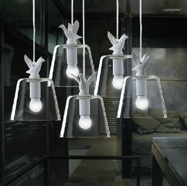 Подвесные лампы освещают стеклянные оттенки американская европейская ретро -лампа утиные светильники для ресторанов спальня