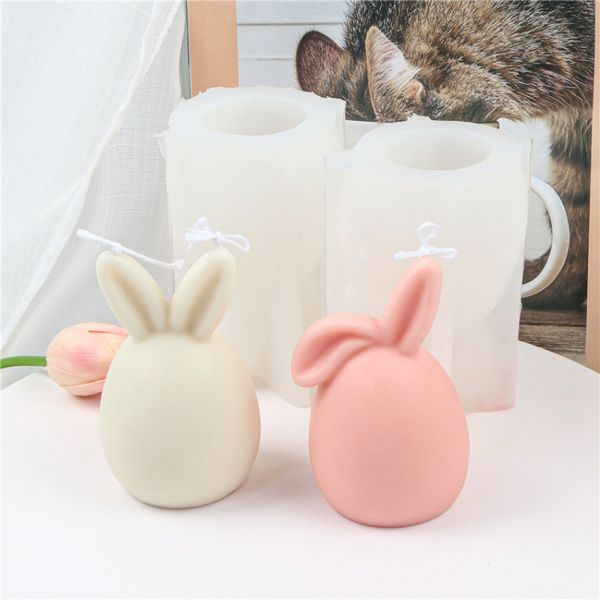 3D Oeuf de Pâques Lapin Silicone Bougie Moule Sans Visage Tête De Lapin Aromath Résine Moule À La Main Bougie Savon Fabrication DIY Décor À La Maison FY2913 tt0119