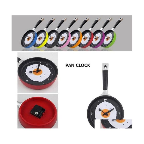 Orologi da parete Uovo Padella Orologio Creativo Semplice Ambiente Proteggi Silenzioso Frittata Pentola Cucina Tema Decor Drop Delivery Home Gar Dh5Cd