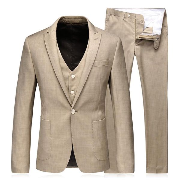 Abiti da uomo Blazer 2023 Abito da uomo Lino Beige Beach Wedding Per uomo casual Blazer Custom Groom Tuxedo Jacket Pants Set Mens 3 pezzi