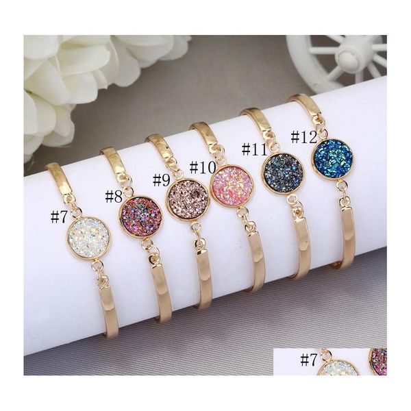 Bracelets de charme Luxunhinho druzy slow wrap panklelet redonda gem natural shinestone pavo