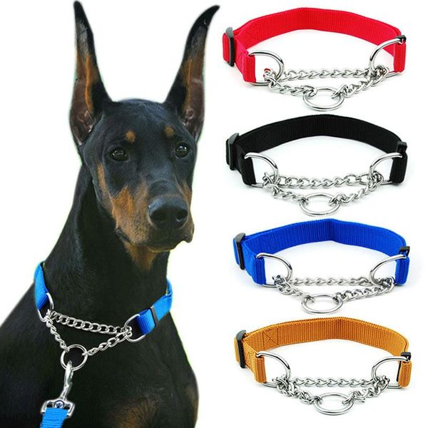 Воротнички для собак поводки с сварной цепью звеной звенья Nylon Antiylon Accessories, регулируемые для больших припасов