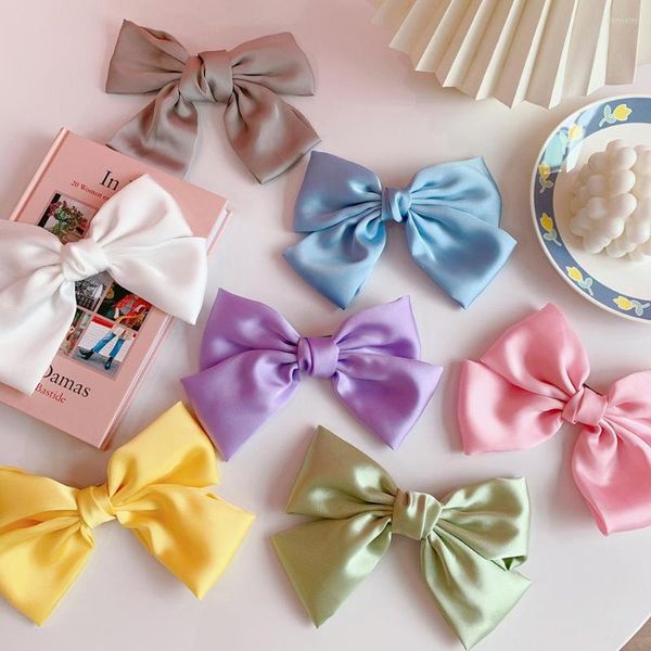 Gioielli per capelli Vintage Fashion Lino Oversize Bow Clip Copricapo coreano Tessuto semplice Donna Ragazza Fascia per la testa Regalo