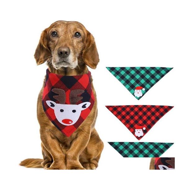 Abbigliamento per cani Bandana natalizia Alce Stampato Pet Lavabile Decorazione Sciarpa Fazzoletti Bavaglini Accessori Asciugamano saliva Collare Tovagliolo Dr Dhbxg