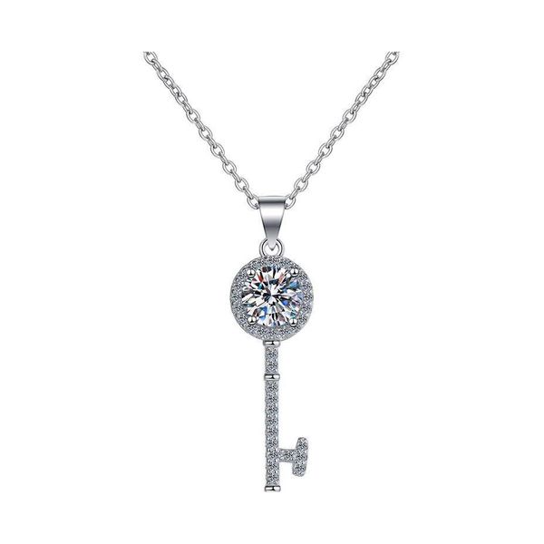 Другое модное реальное 0,51CT D Color Moissanite Key Collece Women 100 925 Стерлинговая подвеска платины с гриотером Deli Dhlwa