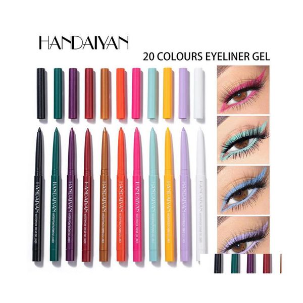 Eyeliner Handaiyan 20-Farben-Creme-Gel-Stift-Make-up, rotierender Eyeliner, wasserdicht, perlmuttartig, matt, nicht leicht zu schwindligen Augen, Make-up Dr. Dhlmw