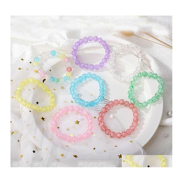 Armreif elastische Popcorn-Kristallperlen Armband Charms Anhänger Mädchen Colorf Mode Glasperlen Armbänder für Kind Kinder Drop Delive Otziz