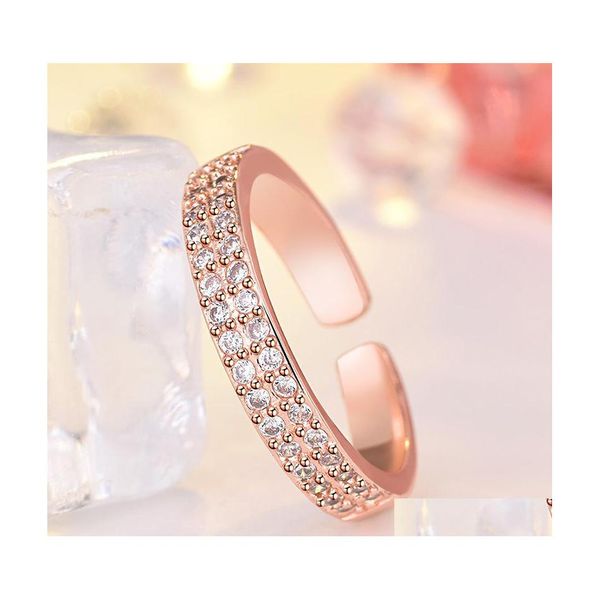 Anéis de casamento Crystal de moda delicada para mulheres, tipo simples de abertura ajustável de joias criativas e elegantes do presente 3561 q2 d dh19m