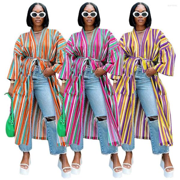 Casacos de trincheira feminina Litra de manga cheia Bandage Bandrage Clothing Fashion Casual Jacket Long Jacket feminino High Street Wear 2023