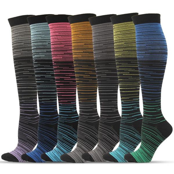 Sportsocken, Kompression für Damen und Herren, 20–30 mmHg, kniehohe Socken, Durchblutung, Laufen, Stillen, Wandern, Erholung, Flug