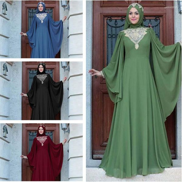 Roupas étnicas vestido muçulmano abaya islâmico para mulheres plus tamanho 5xl dubai kaftan hijab lotus vestidos de manga de folha de lótus