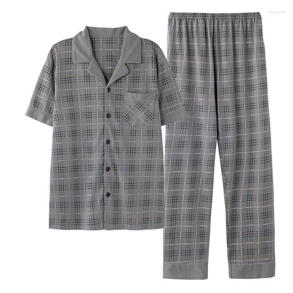 Menina de pilotos masculinos Men Primavera Summer Summer Wear Suits Sleep Pijamas de algodão puro Roupas respiráveis ​​confortáveis ​​de manga curta Casual Casual