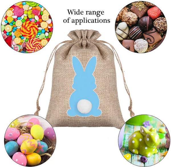 24 teile/satz Ostern Niedlichen Kaninchen Tasche 10X15 CM Lustige Hase Ei Sammlung Bündel Süßigkeiten Verpackung Geschenkbeutel Leinen Kordelzug Dekoration Großhandel FY5654 bb0119