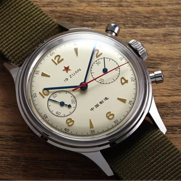 Armbanduhren Seakoss 1963 Piloten Möwe St19 Männer Chronograph Uhren Handwindbewegung Acryl Saphir Herren Mechanische Handgelenk Uhr 38