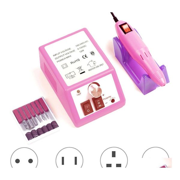 Nail Art Equipment Professionelle elektrische Bohrmaschine Maniküre Pediküre Datei Sander Polierer Bohren Bits Hine Schleifbänder Schleifen Dril Dhzqe