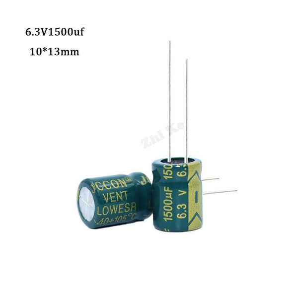 10 PCs 6,3 V 1500 UF Capacitor eletrolítico de alumínio de baixa frequência de baixa frequência 1500 6,3 10 por 13 mm 20% 105c