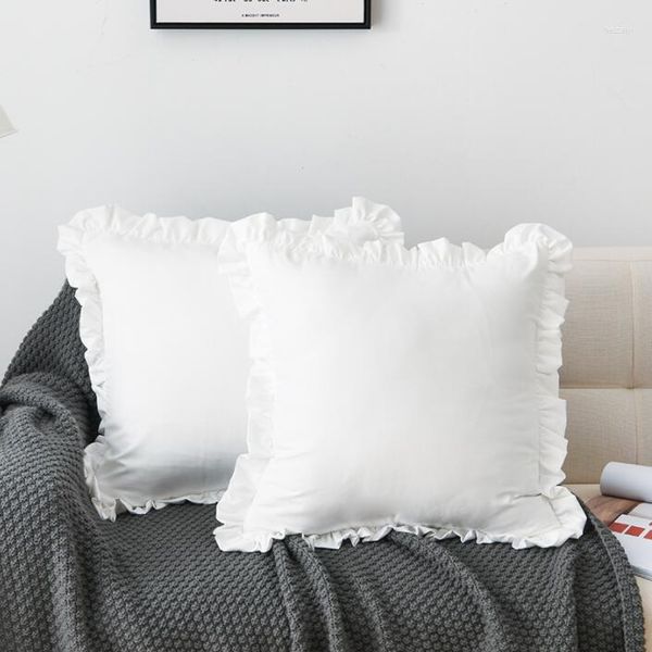 Pillow White Cover Lace Flouned Incorped Cetin Cotton Pure Casal/travesseiro