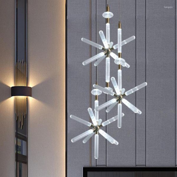 Lampadari Home Bar Deco Lampada a fiocco di neve Tubo di vetro Lampade a sospensione a led per cucina Sala da pranzo Lamparas El Scala Illuminazione a sospensione