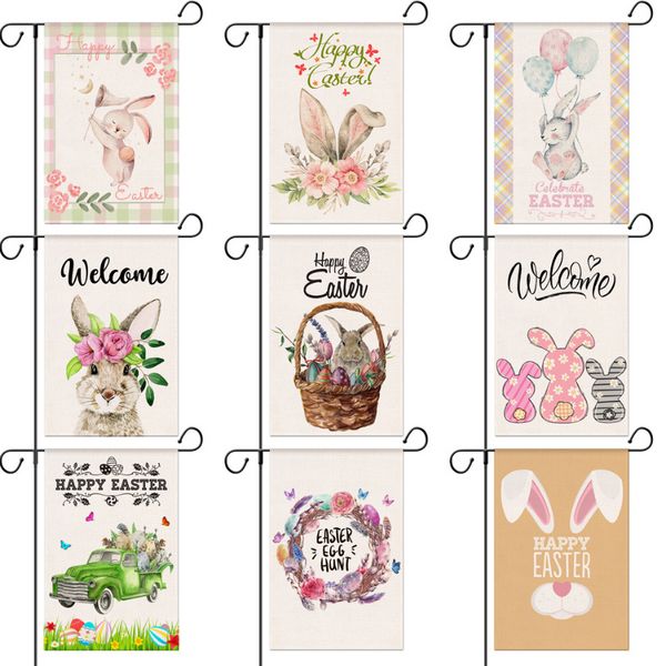 2023 Easter Garden Flax Flag Bunnuy Easter Rabbit Party Caccia fai da te Festa di primavera Festa Corona Uova di Pasqua Festa Decorazioni per la casa CPA4511 ss0119