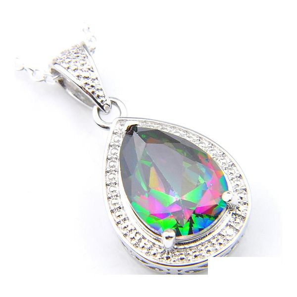 Colares pendentes 5 PCs/lote Luckyshine Holiday Jewelry Gret Drop vintage Mystic Topaz Gems 925 Colar WTIH Chain 10x1 DH9WV