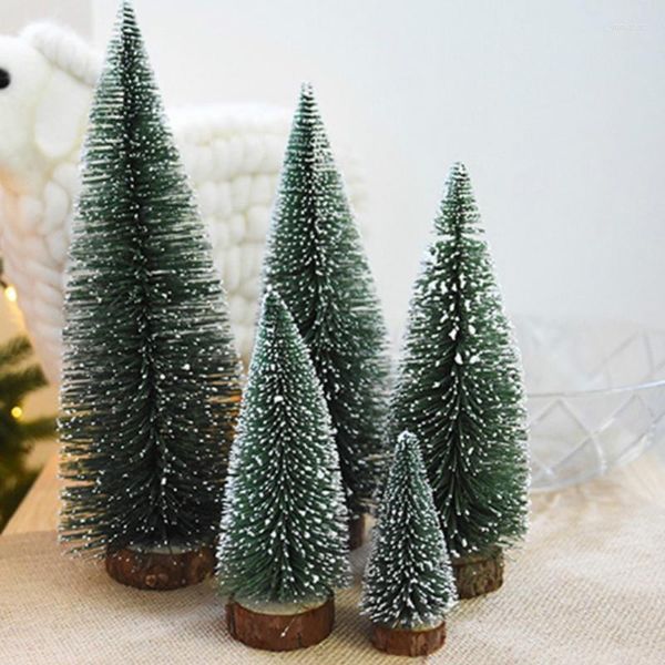 Weihnachtsdekorationen, kleiner Baum, Mini-künstliche Weihnachtskiefer, gefälschter grüner Sisal-Zeder-Tischschmuck, Jahr-Party-Dekoration