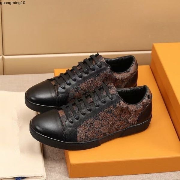 Sapatos de grife de luxo tênis casuais de bezerro respirável com sola de borracha embelezada floral muito legal m65488