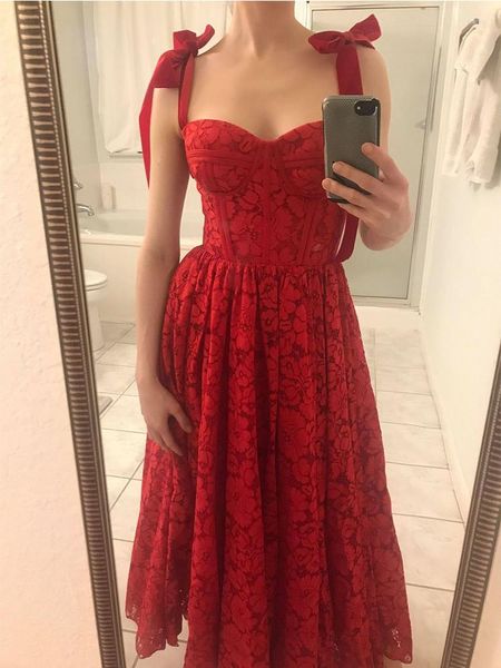 Повседневные платья Винтажные красные а -line спагетти ремешок Homecoming Ball Gown Lady Sexy Prom Платье выпускной