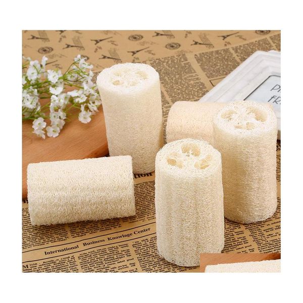 Escovas de banho esponjas Scrubbers 10cm Sponge de loofah natural para o corpo Remova a pele morta e os pinc￩is de ferramentas de cozinha mas banho dhhgk