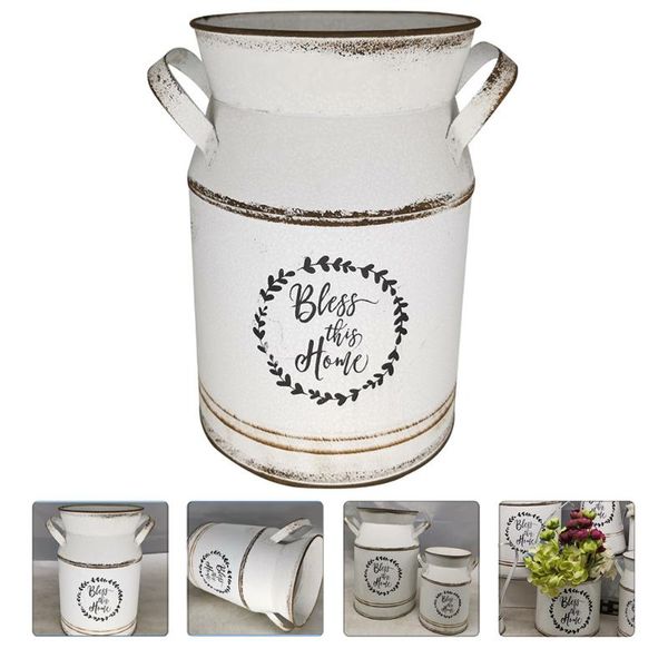 Bolsas de armazenamento Metal Planter de jarro chique de metal baldes decorativos rústicos Vasos Holder Farmhouse para Escritório Decoração Decoração de Casa