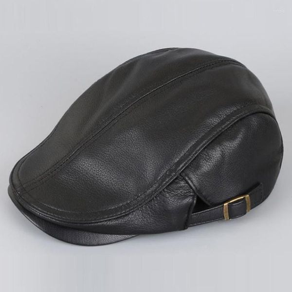 Bérets vente en gros Svadilfari 2023 peau de mouton casquette en cuir hommes femmes mode béret os haute qualité véritable décontracté visières chapeau