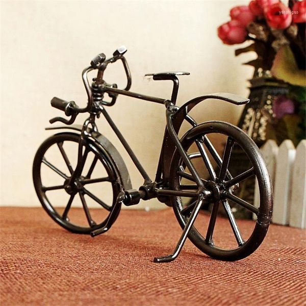 Dekoratif figürinler nostaljik antika bisiklet figürin metal zanaat ev dekorasyon aksesuarları bisiklet süsleri minyatür model çocuklar