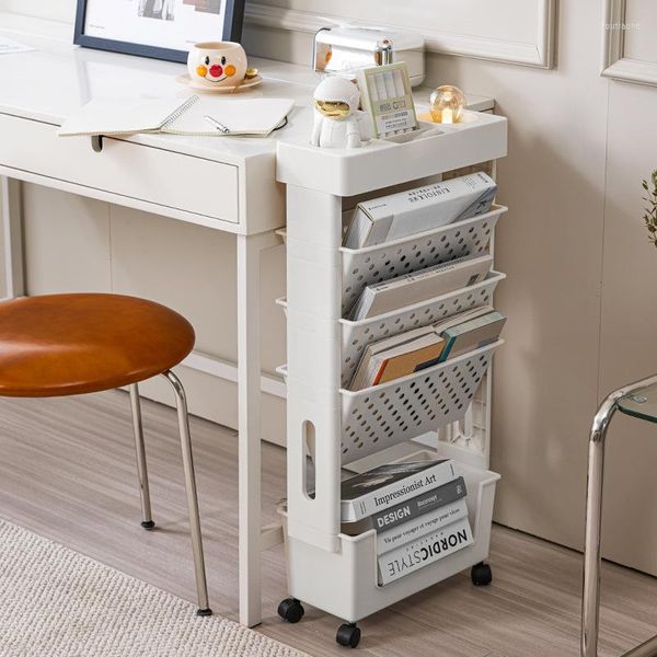 Haken Abnehmbare Bücher Rack Multi-schicht Kunststoff Bücher Datei Halter Abnehmbare Trolley Home Office Lagerung F89